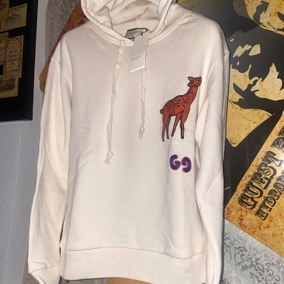 Cream Gucci  Deer Full Zip Hoodie Sz M - Picture 9 of 9